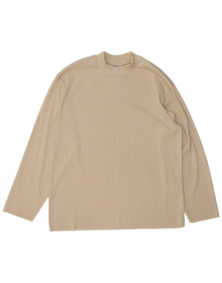 Top Zara da uomo a maniche lunghe XL in poliestere beige