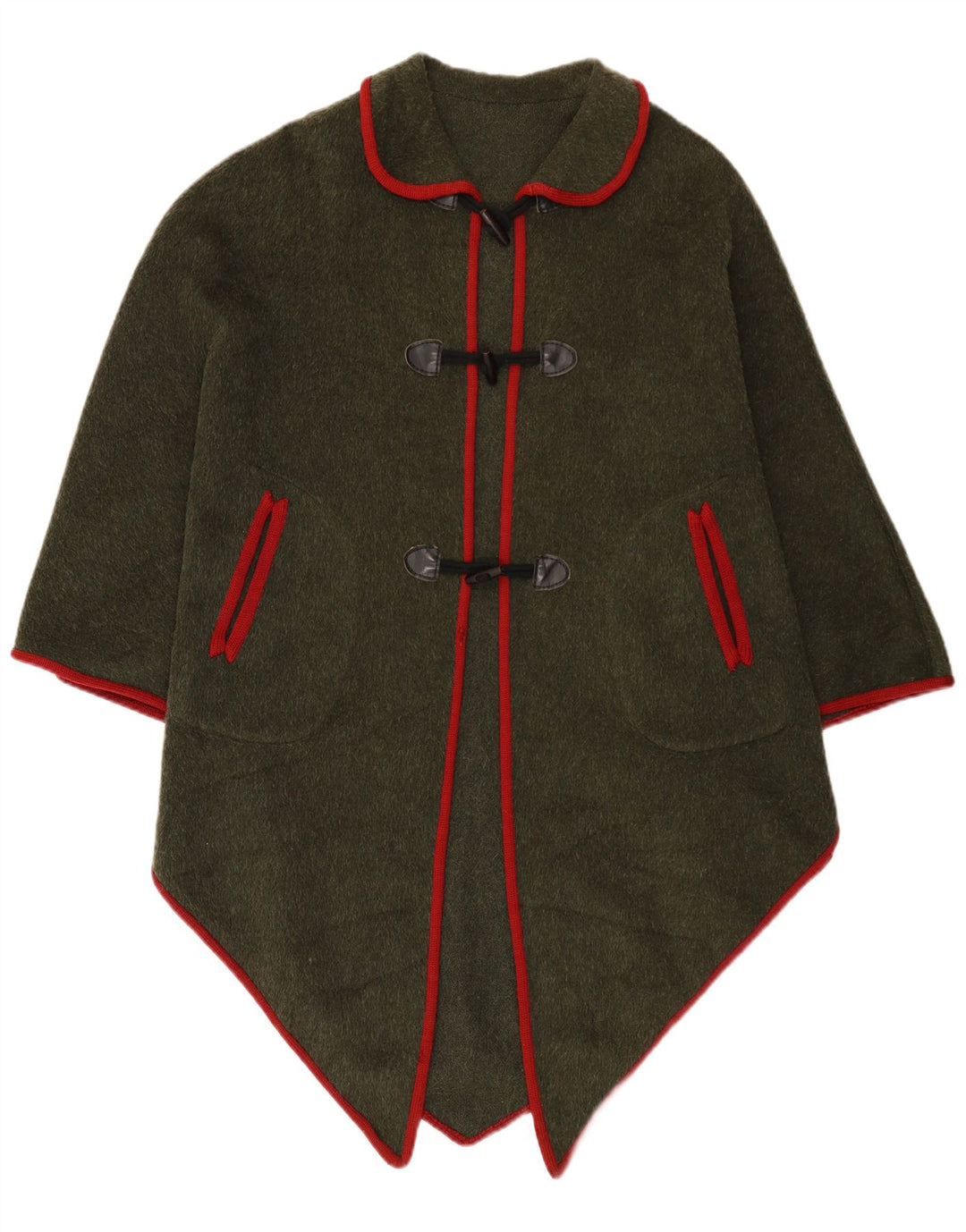 Cappotto poncho asimmetrico da donna vintage taglia unica color kaki