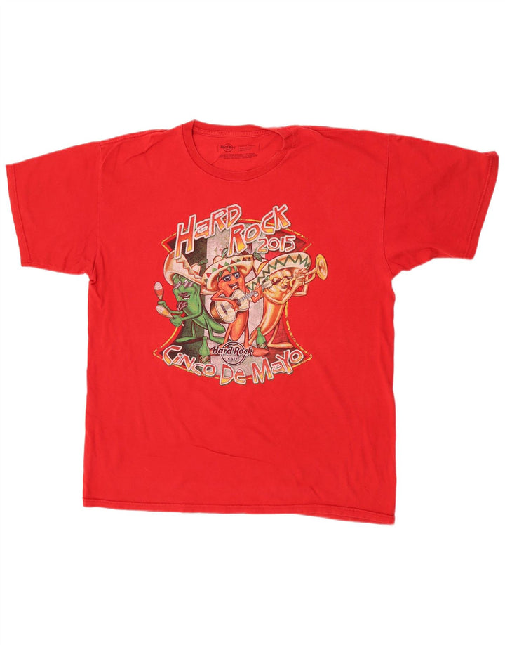 T-shirt grafica da uomo Hard Rock Cafe, grande, in cotone rosso