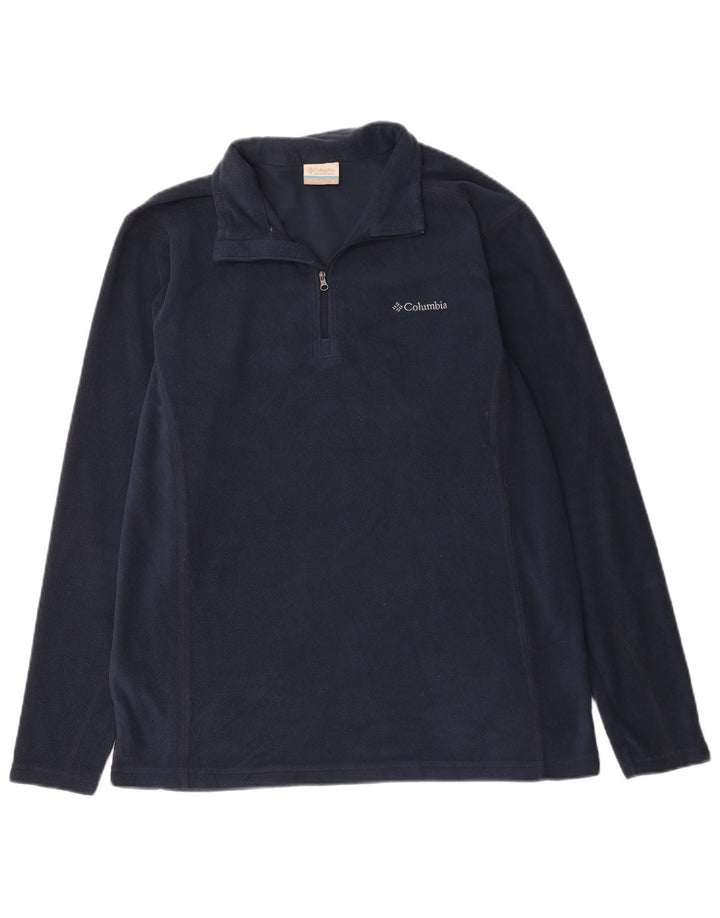 Maglione in pile da uomo Columbia con zip e collo, grande, in poliestere blu navy