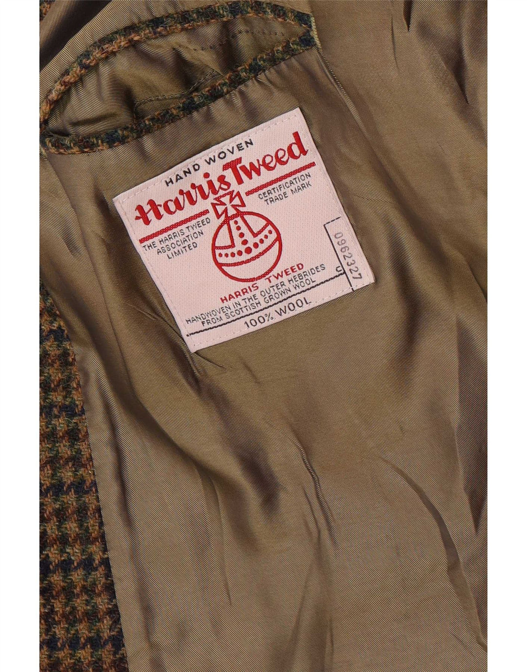 Giacca blazer da uomo a 2 bottoni Harris Tweed UK 40 grande lana pied de poule marrone