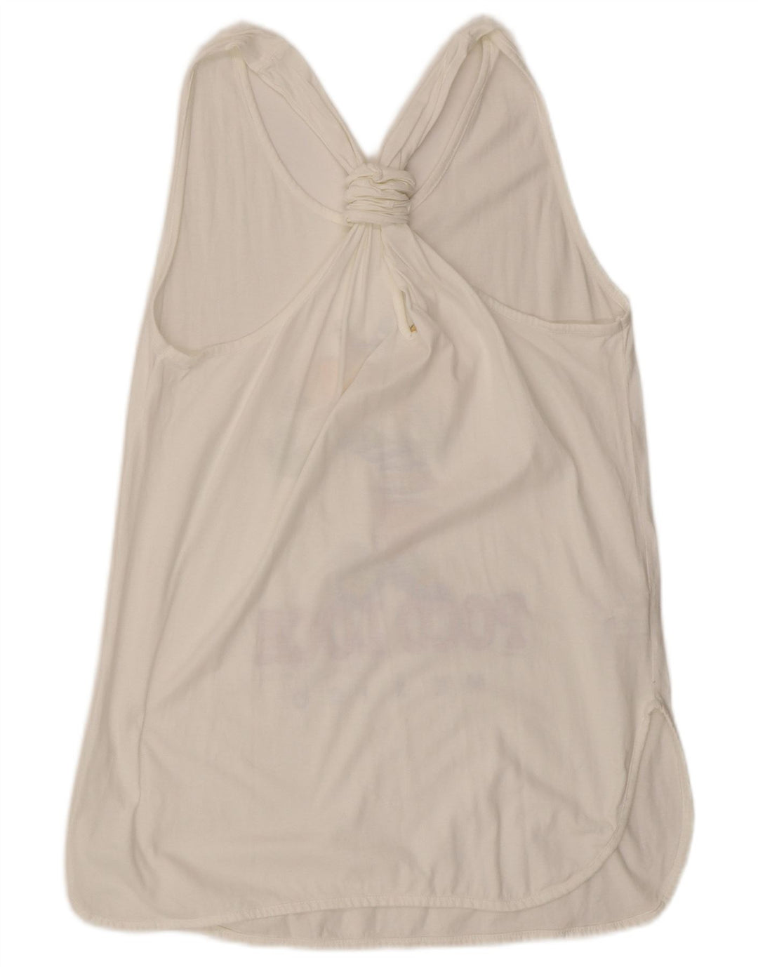 Canotta grafica da donna vintage UK 16 grande cotone bianco
