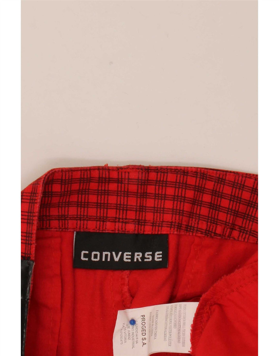 Pantaloncini cargo da uomo Converse W38 XL Poliestere a quadri rossi