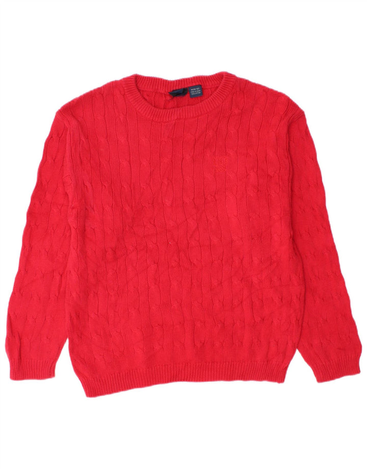 Maglione maglione con scollo a barca da donna Izod US 10/12 cotone rosso medio
