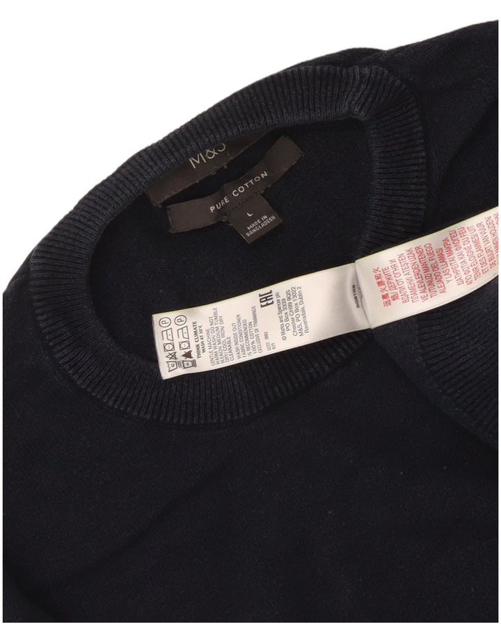 Maglione maglione girocollo da uomo Marks & Spencer grande cotone blu navy