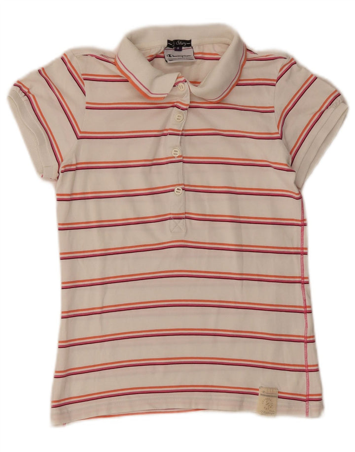 Polo da donna Champion UK 12 cotone a righe bianche medie