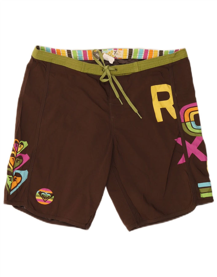 Pantaloncini da bagno con grafica Roxy da donna US 9 Large Marrone Poliestere