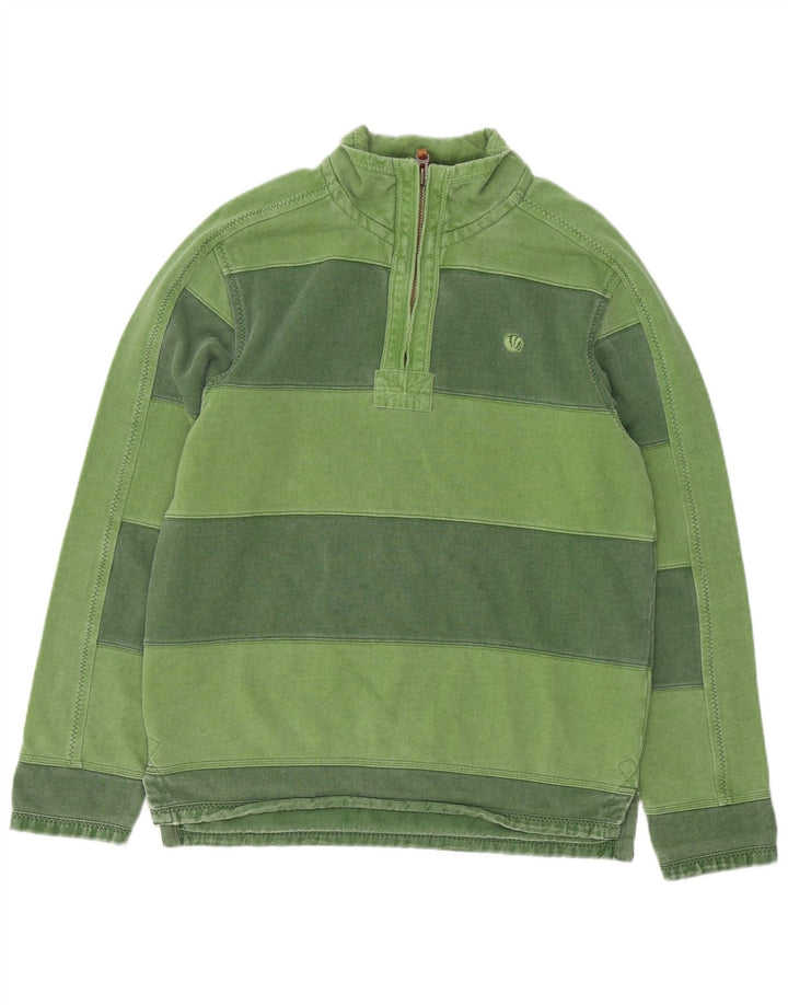 Felpa da uomo con collo con zip Fat Face, maglione piccolo, in cotone a righe verdi