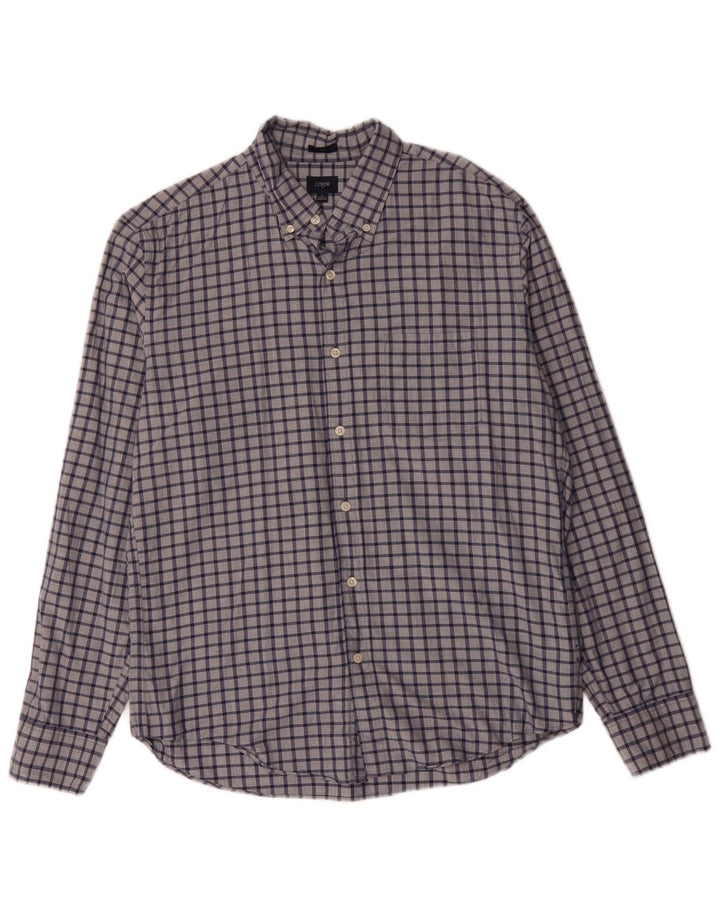 J. CREW Camicia slim da uomo di grandi dimensioni in cotone a quadri blu navy