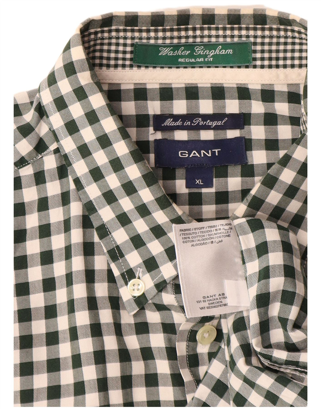 Gant Camicia da uomo in flanella vestibilità regolare XL Cotone a quadretti verde