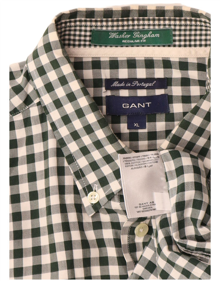 Gant Camicia da uomo in flanella vestibilità regolare XL Cotone a quadretti verde