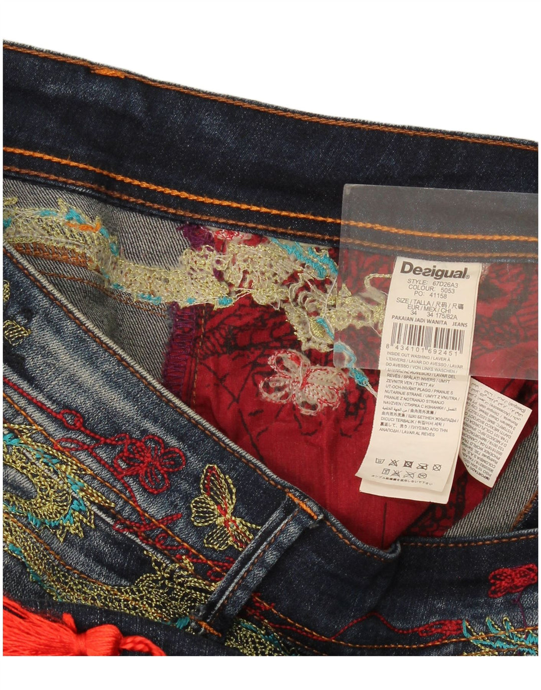 Jeans slim grafici da donna Desigual W34 L29 poliestere blu navy