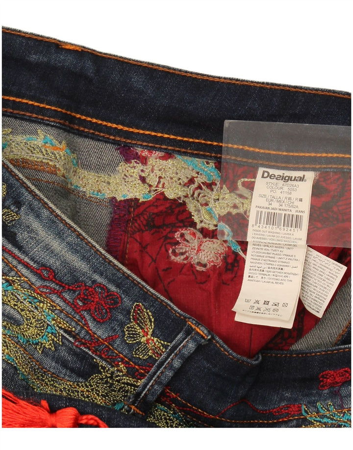 Jeans slim grafici da donna Desigual W34 L29 poliestere blu navy
