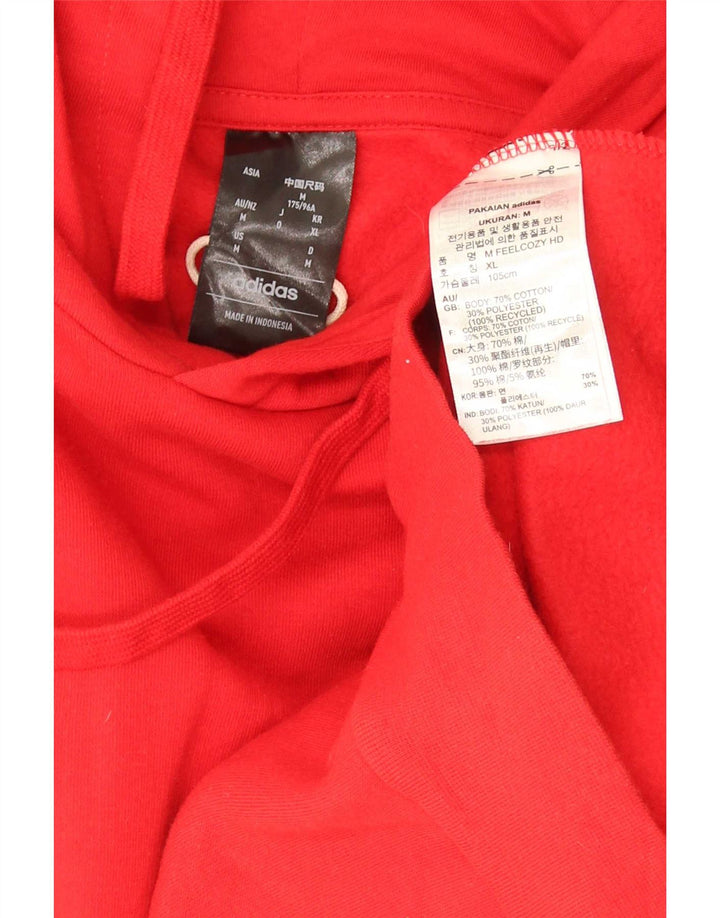 Felpa con cappuccio da uomo Adidas in cotone rosso medio