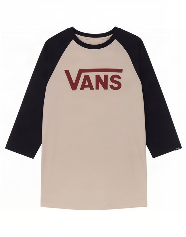 Top Vans da uomo slim fit con maniche a 3/4 in cotone color block bianco medio
