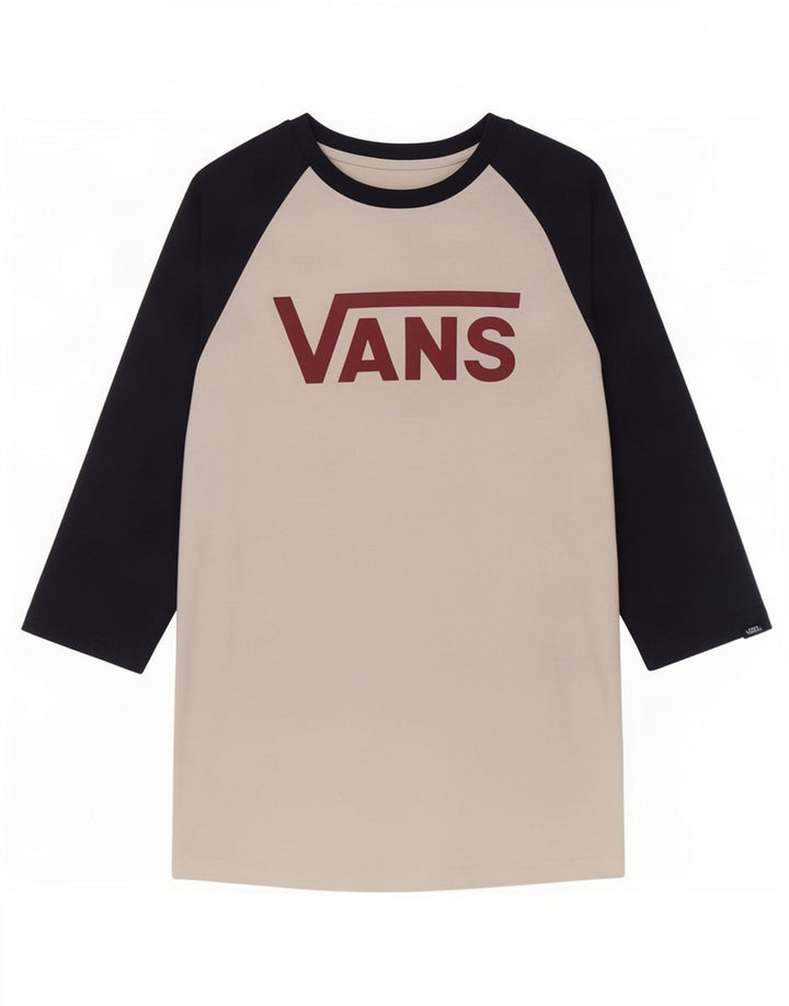 Top Vans da uomo slim fit con maniche a 3/4 in cotone color block bianco medio