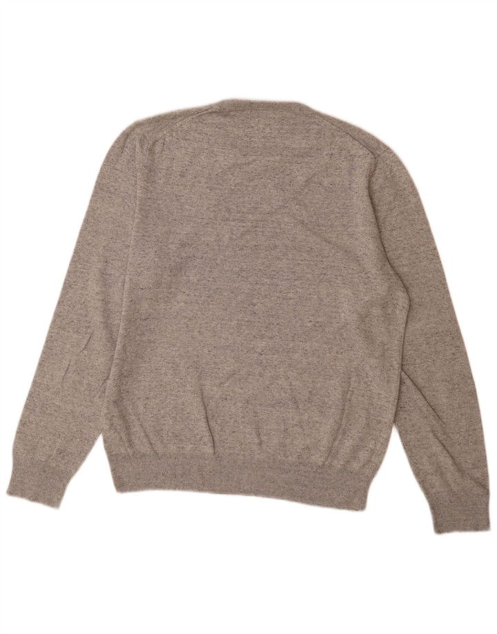 Maglione maglione girocollo da uomo Marks & Spencer grande cotone chiazzato grigio