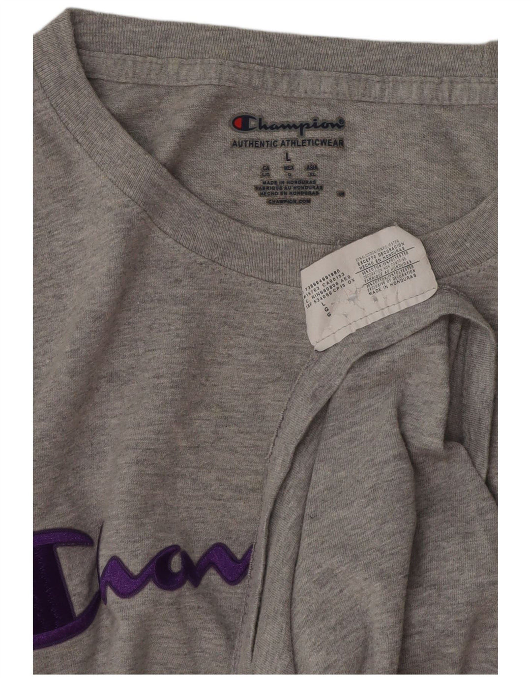 Champion Top grafico da uomo a maniche lunghe in cotone grigio grande