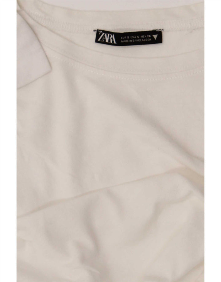 T-shirt corta da donna Zara UK 10 piccola bianca