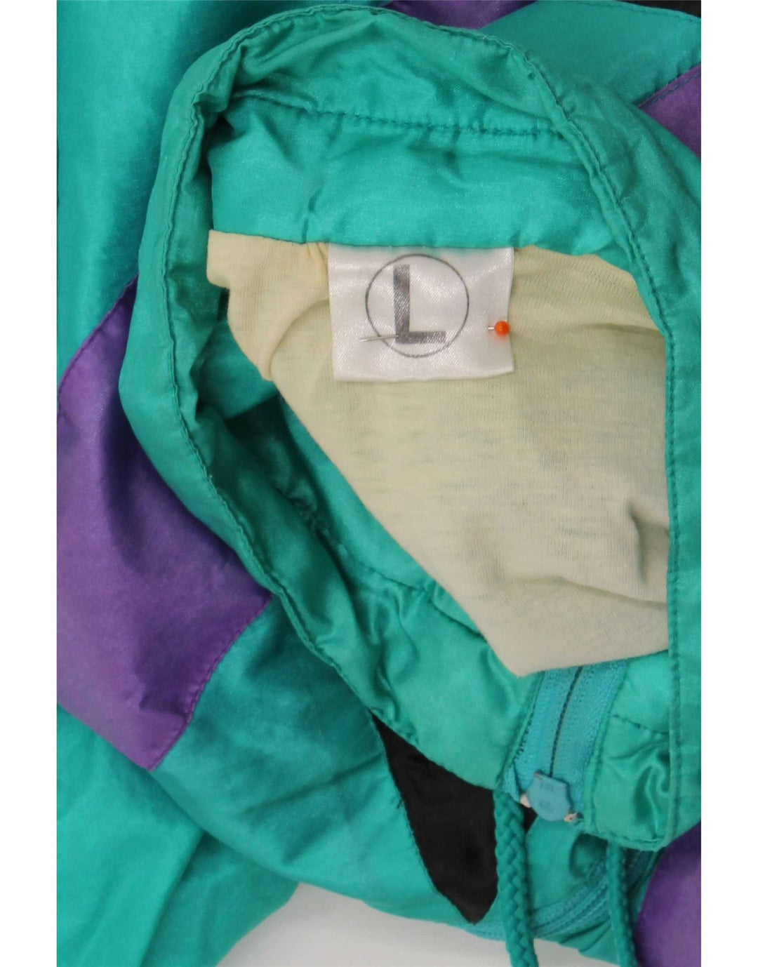 Giacca da ginnastica da uomo vintage grande in poliammide color block verde
