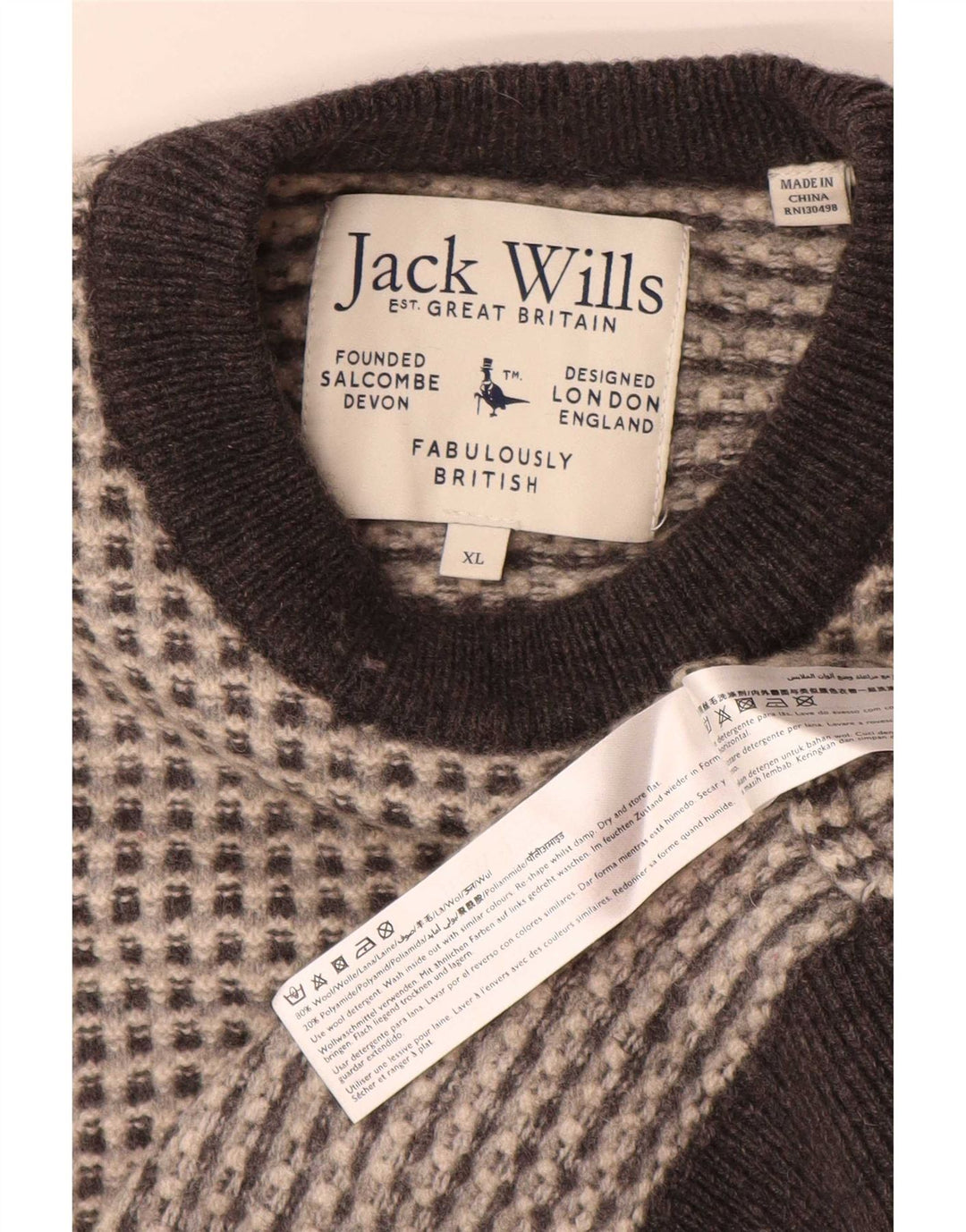 Maglione maglione girocollo da uomo Jack Wills XL lana screziata grigia