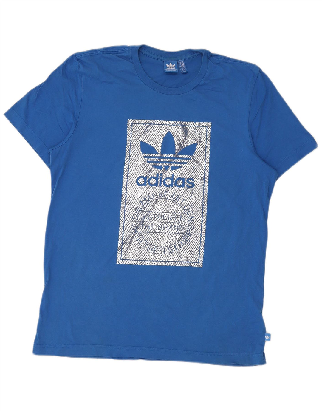 T-shirt grafica da uomo Adidas Top XL in cotone blu