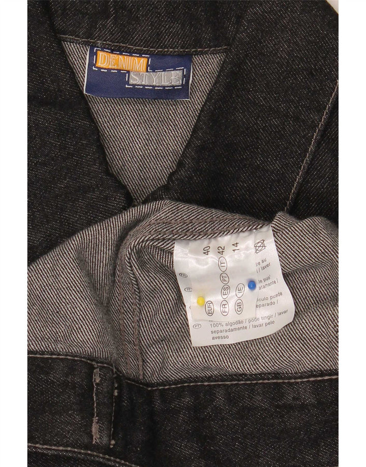 Giacca di jeans da donna stile denim UK 14 grande cotone nero
