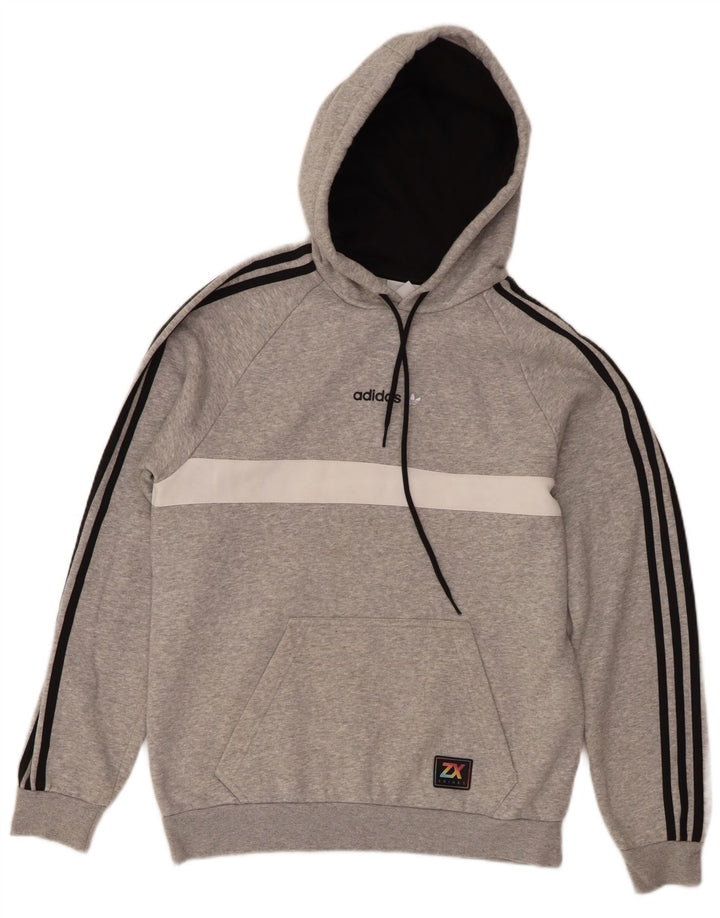 Felpa con cappuccio da uomo Adidas Small in cotone color block grigio