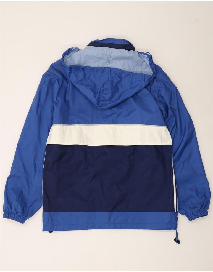 ADIDAS Mens Hooded Rain Jacket UK 36/38 Small Blue Colourblock Polyamide Vintage Adidas and Second-Hand Adidas from Messina Hembry 