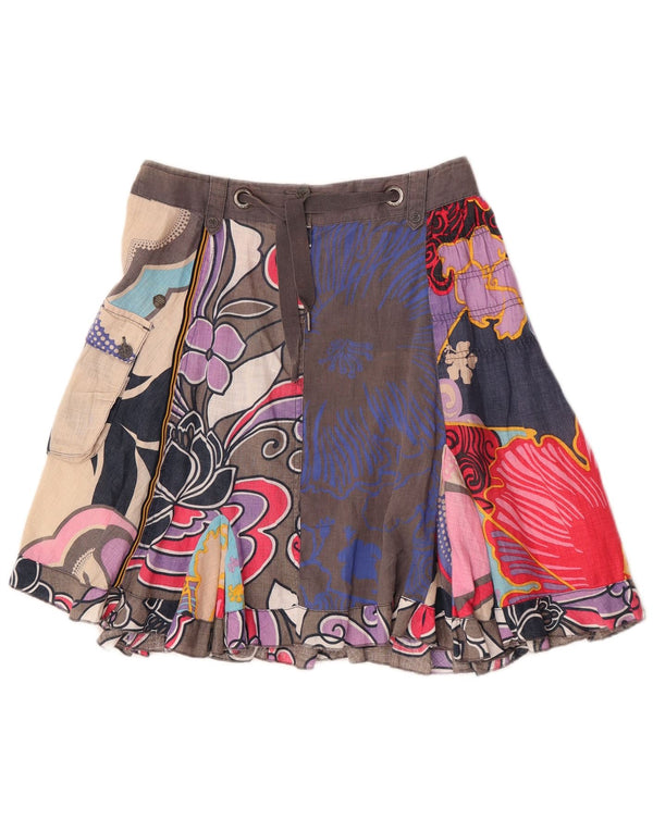 Gonna a trapezio da donna D.E.P.T XS W28 Lino floreale multicolore