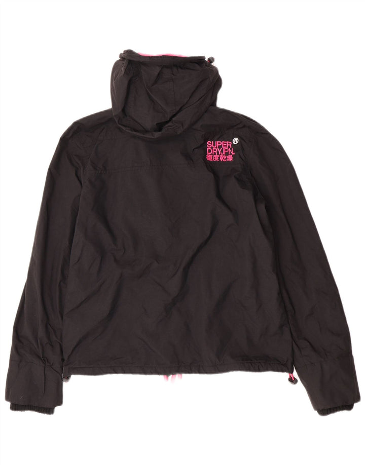 Giacca a vento con cappuccio da donna Superdry UK 16 grande nylon nero