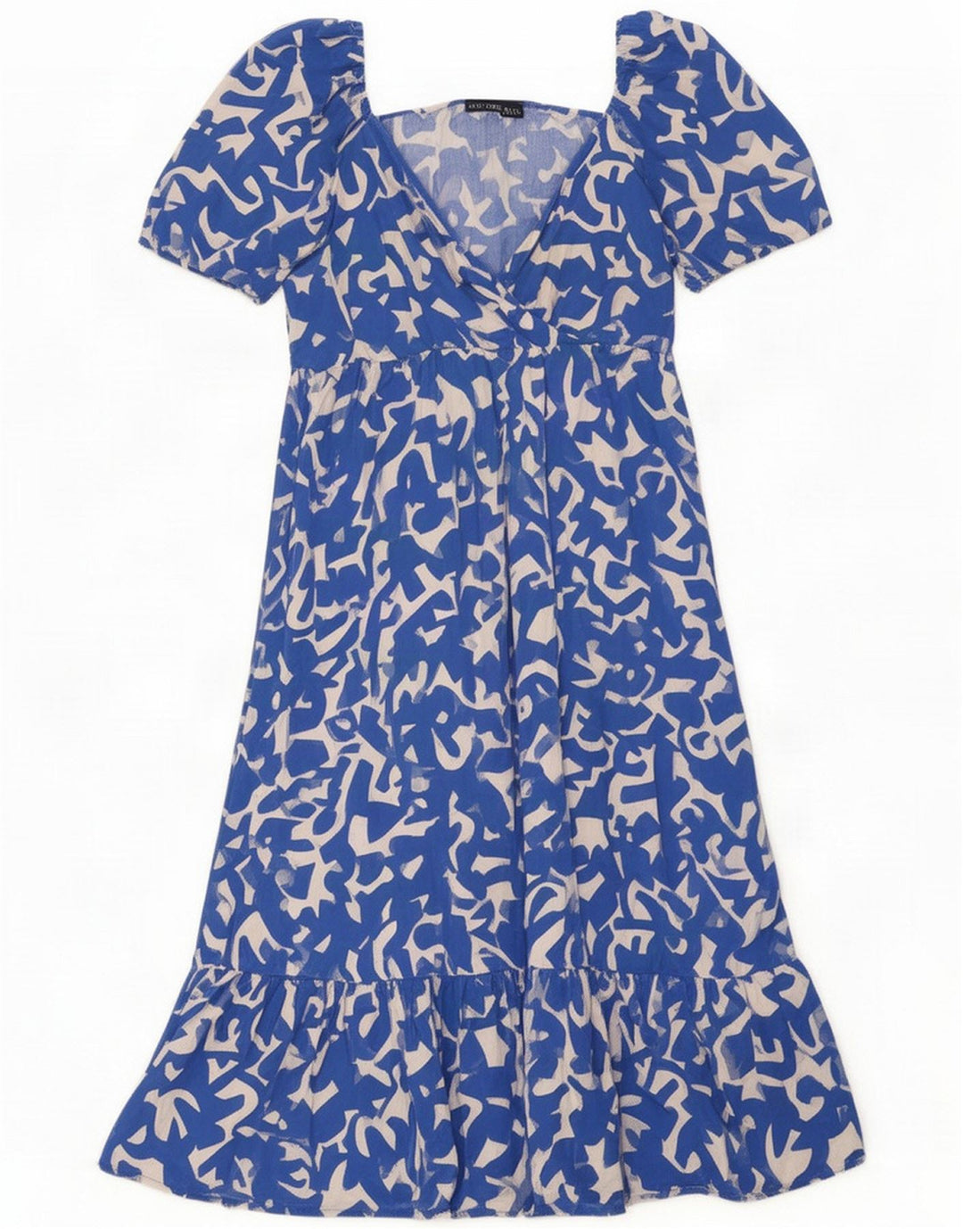 Zara Abito da donna a strati con volant con motivo astratto UK 14 Large Blu
