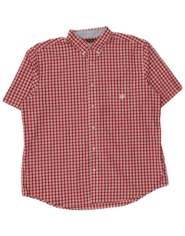 Chaps Camicia a maniche corte da uomo Easy Care 2XL Cotone a quadri rossi