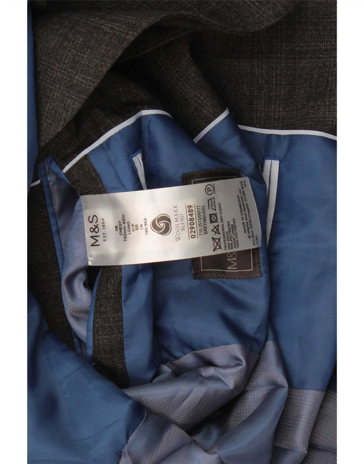 Giacca blazer a 2 bottoni da uomo Marks & Spencer UK 40 lana a quadri grigio medio