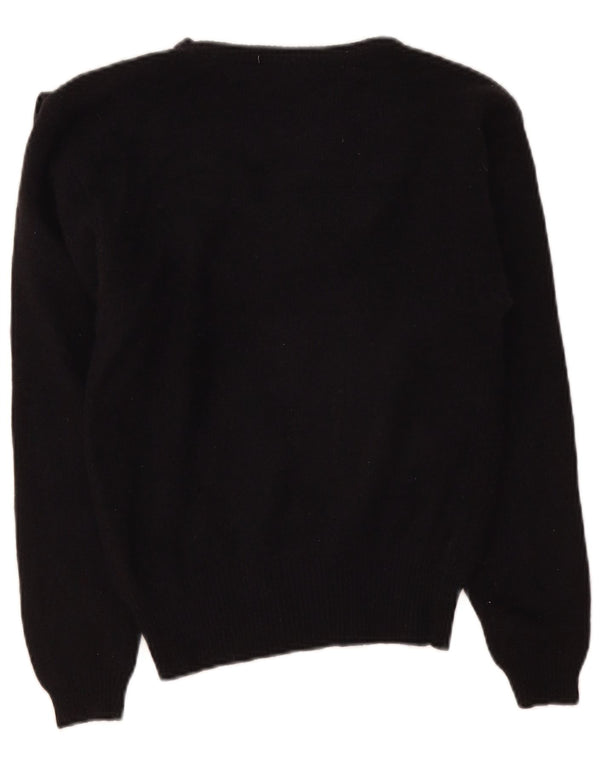 Maglione maglione vintage da donna con scollo a V UK 10 piccolo nero