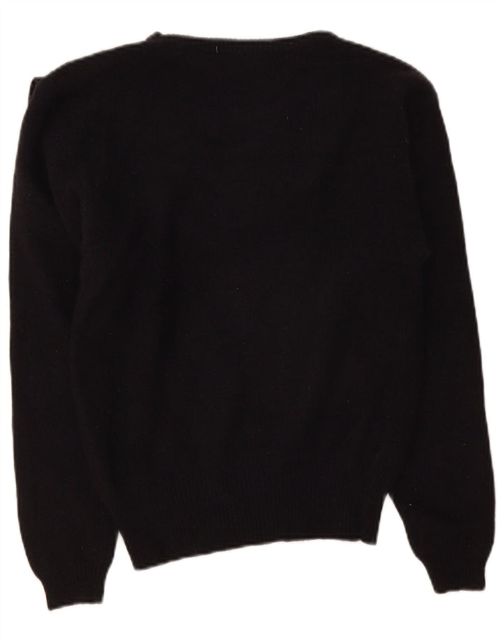 Maglione maglione vintage da donna con scollo a V UK 10 piccolo nero