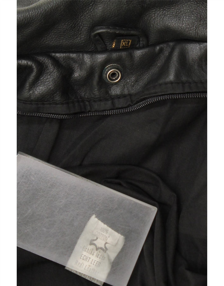 Giacca in pelle militare vintage da uomo UK 42 XL in pelle nera