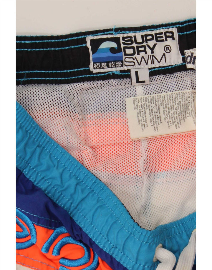 Pantaloncini da bagno regolari da uomo con grafica Superdry Large Blue Colourblock