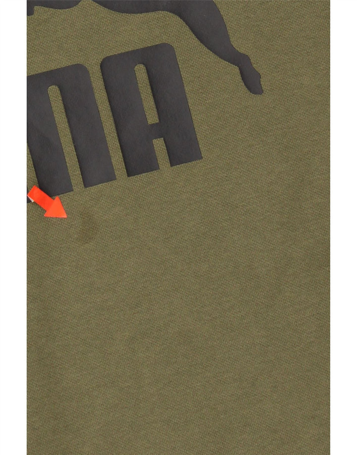 Felpa con cappuccio grafica da uomo Puma piccola in cotone kaki