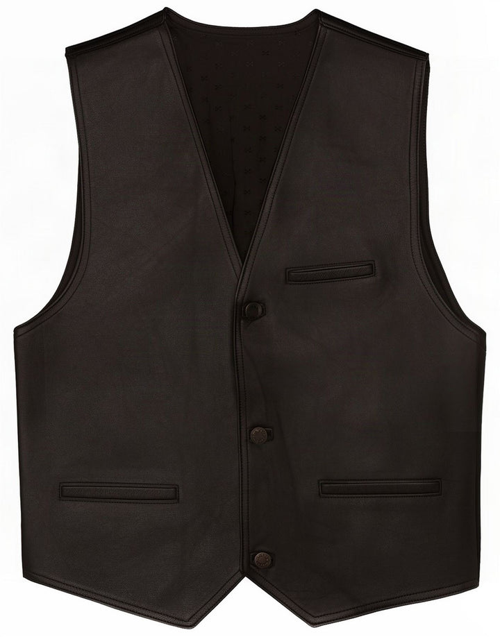 Gilet in pelle da uomo vintage medio nero