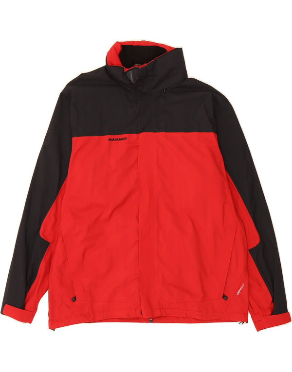 MAMMUT Giacca antipioggia da uomo con cappuccio UK 42 XL Rosso Colourblock