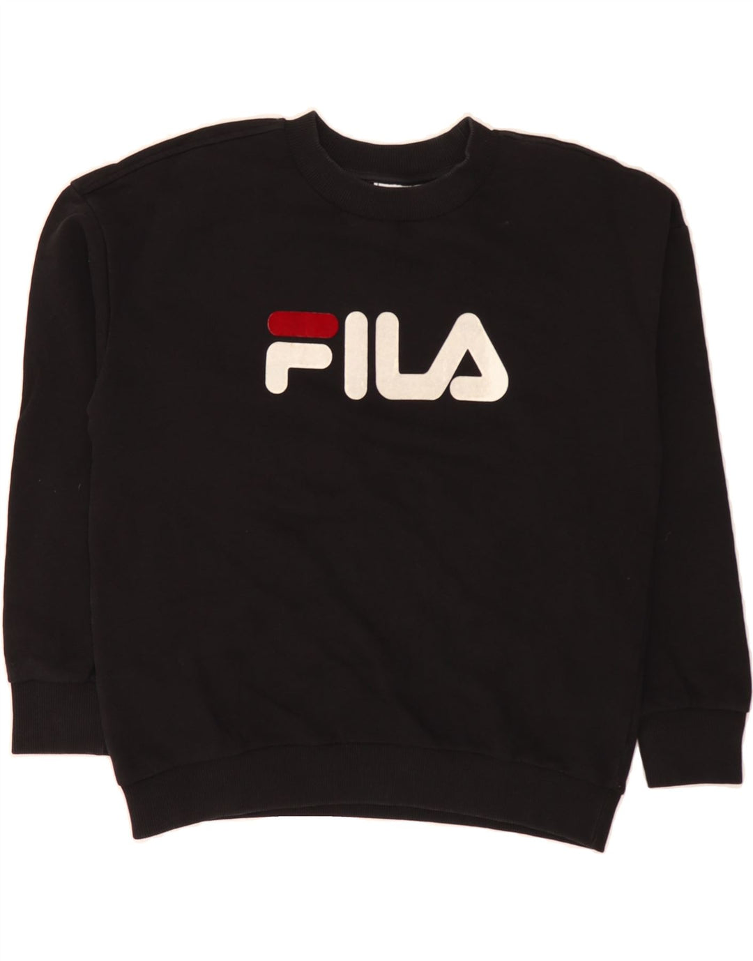 FILA Womens Graphic Sweatshirt Jumper UK 14 Medium Black Cotton Vintage Fila and Second-Hand Fila from Messina Hembry 
