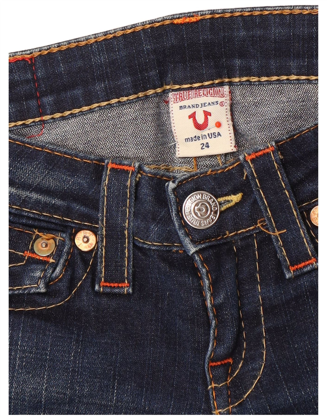 Jeans bootcut slim da donna True Religion W24 L33 cotone blu
