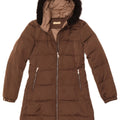 MASSIMO DUTTI Cappotto imbottito con cappuccio da donna UK 10 piccolo poliestere marrone