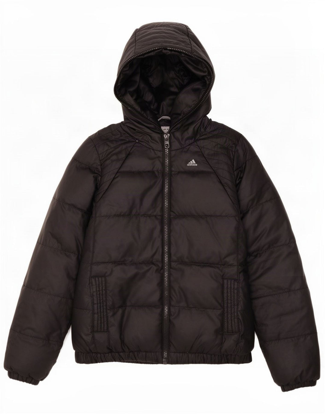 Giacca imbottita con cappuccio da donna Adidas UK 12/14 Medium Nero Poliestere