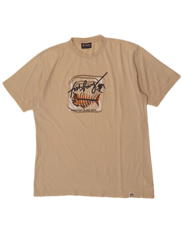 T-shirt grafica da uomo Lotto Top UK 44/46 2XL Cotone beige