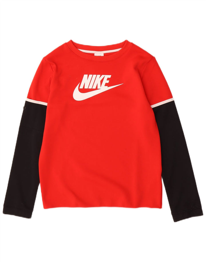Top grafico NIKE da ragazzo a maniche lunghe 12-13 anni Large rosso color block