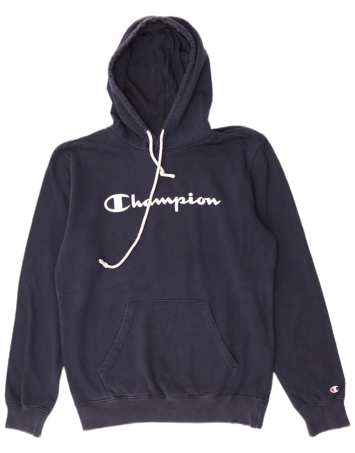 Felpa con cappuccio grafica da uomo Champion, cotone medio blu navy