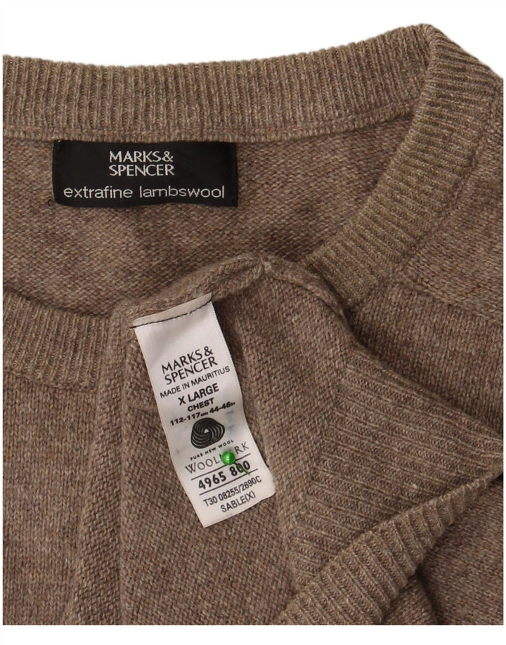 Maglione da uomo Marks & Spencer con scollo a barca XL Lana d'agnello marrone