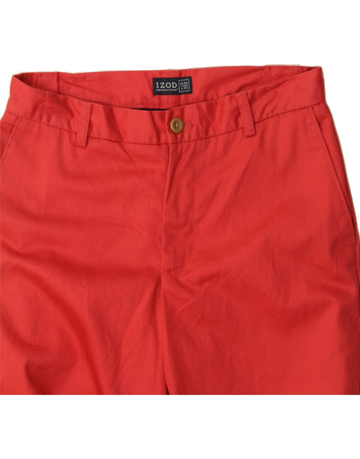 IZOD Mens Straight Chino Trousers W30 L32 Red Cotton Vintage Izod and Second-Hand Izod from Messina Hembry 